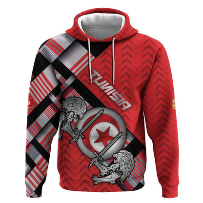 Personalized Tunisia Hoodie Silver Lions Sports Patterns - African Pride