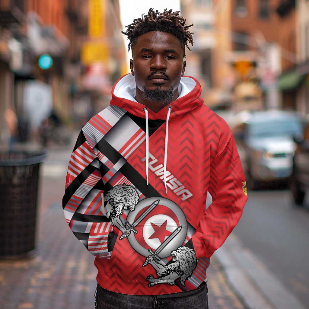Personalized Tunisia Hoodie Silver Lions Sports Patterns - African Pride