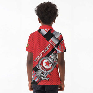 Personalized Tunisia Kid Polo Shirt Silver Lions Sports Patterns - African Pride