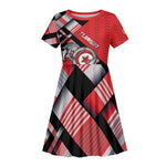 Personalized Tunisia Kid Short Sleeve Dress Silver Lions Sports Patterns - African Pride
