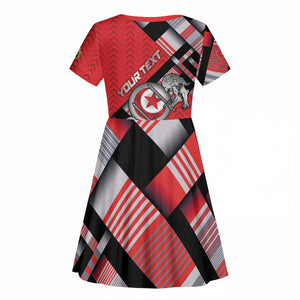 Personalized Tunisia Kid Short Sleeve Dress Silver Lions Sports Patterns - African Pride
