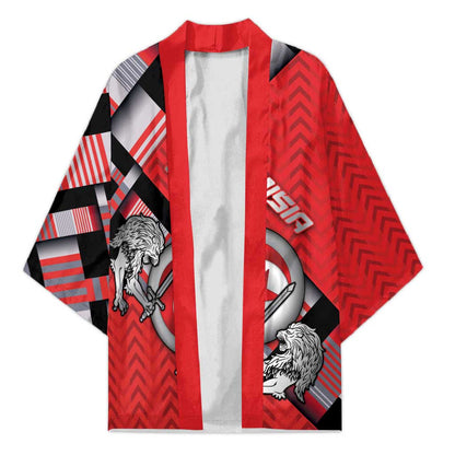 Personalized Tunisia Kimono Silver Lions Sports Patterns - African Pride