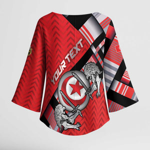 Personalized Tunisia Kimono Sleeve Blouse Silver Lions Sports Patterns - African Pride