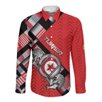 Personalized Tunisia Long Sleeve Button Shirt Silver Lions Sports Patterns - African Pride