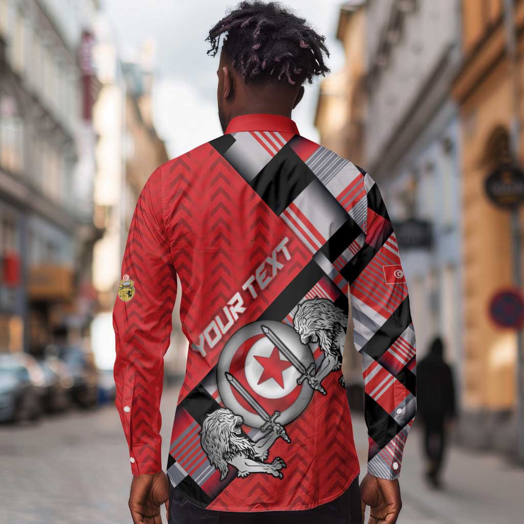 Personalized Tunisia Long Sleeve Button Shirt Silver Lions Sports Patterns - African Pride