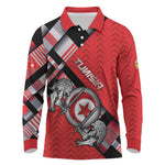 Personalized Tunisia Long Sleeve Polo Shirt Silver Lions Sports Patterns - African Pride