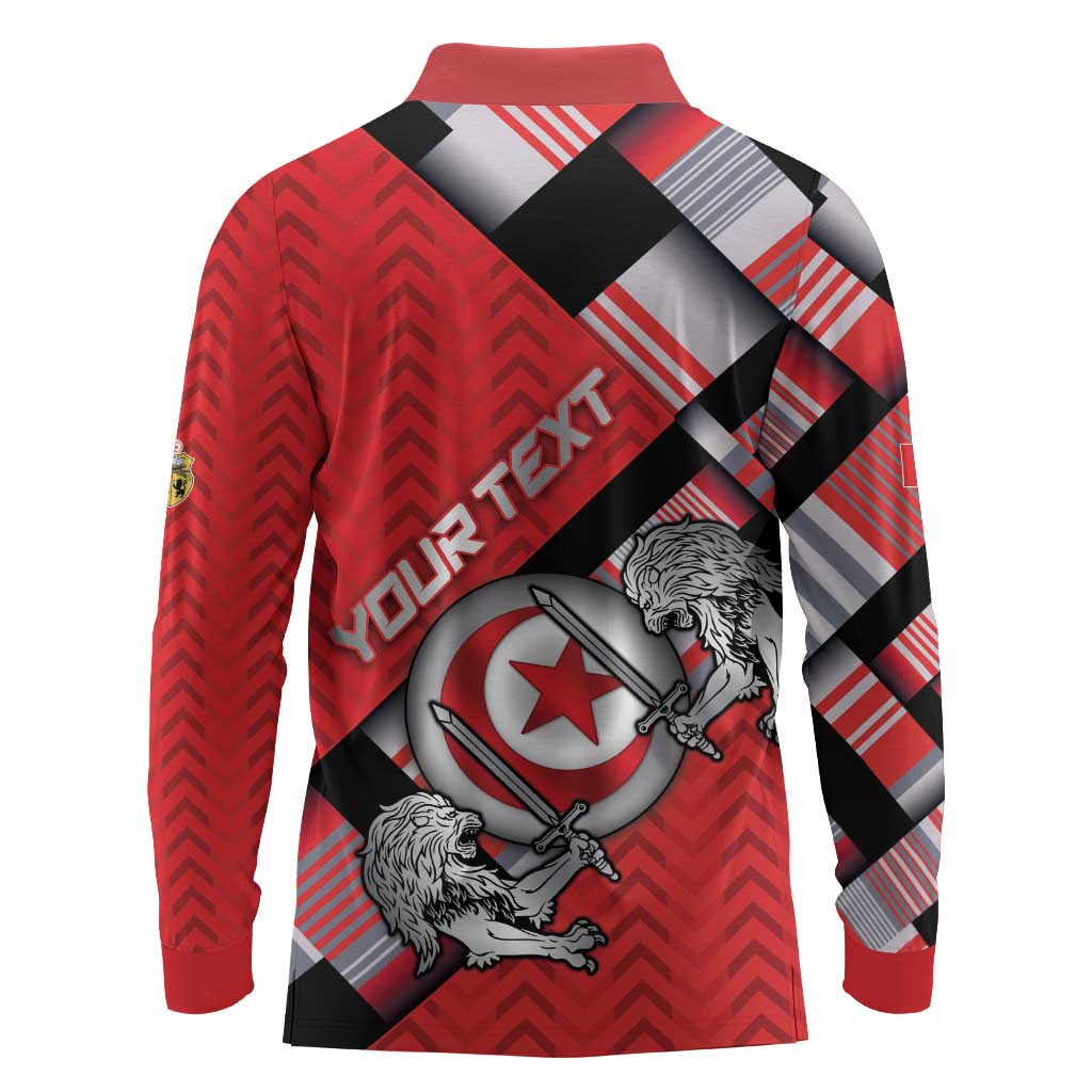 Personalized Tunisia Long Sleeve Polo Shirt Silver Lions Sports Patterns - African Pride