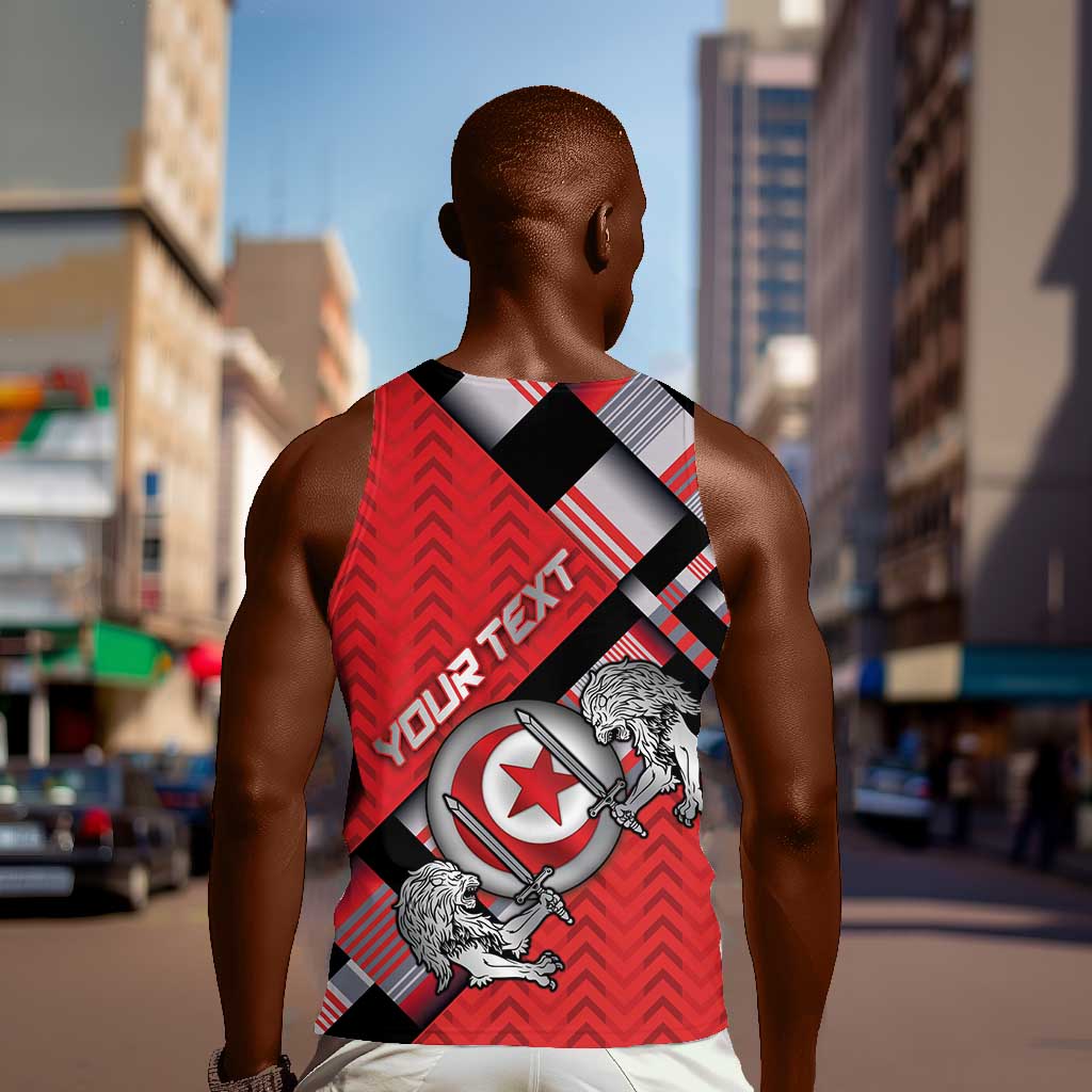 Personalized Tunisia Men Tank Top Silver Lions Sports Patterns - African Pride