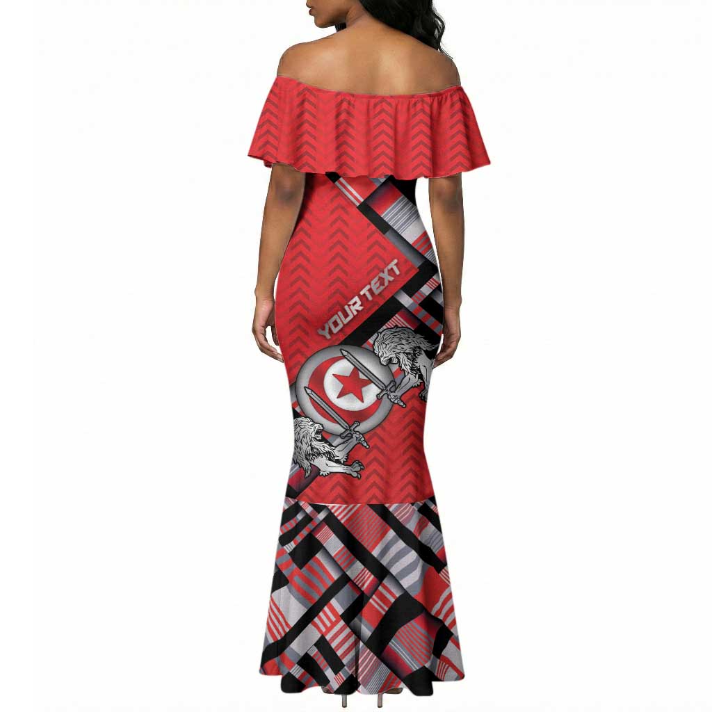 Personalized Tunisia Mermaid Dress Silver Lions Sports Patterns - African Pride