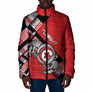Personalized Tunisia Padded Jacket Silver Lions Sports Patterns - African Pride