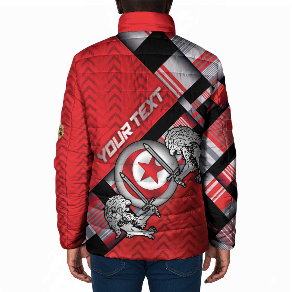 Personalized Tunisia Padded Jacket Silver Lions Sports Patterns - African Pride