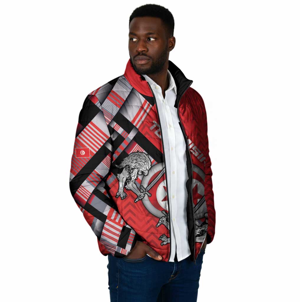Personalized Tunisia Padded Jacket Silver Lions Sports Patterns - African Pride