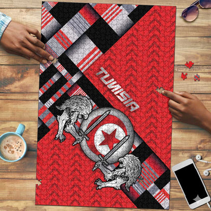 Tunisia Puzzle Silver Lions Sports Patterns - African Pride