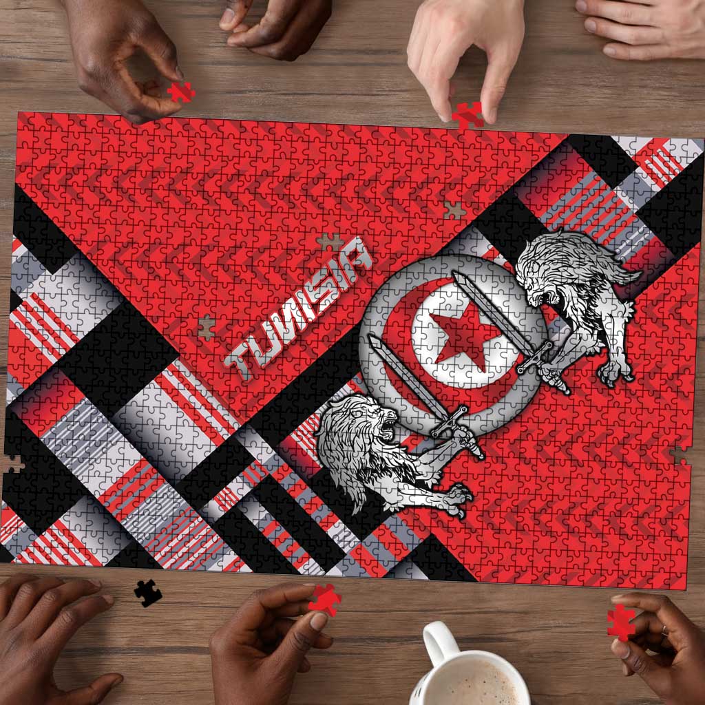 Tunisia Puzzle Silver Lions Sports Patterns - African Pride