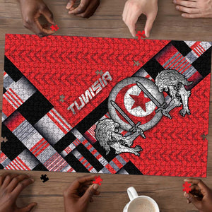 Tunisia Puzzle Silver Lions Sports Patterns - African Pride