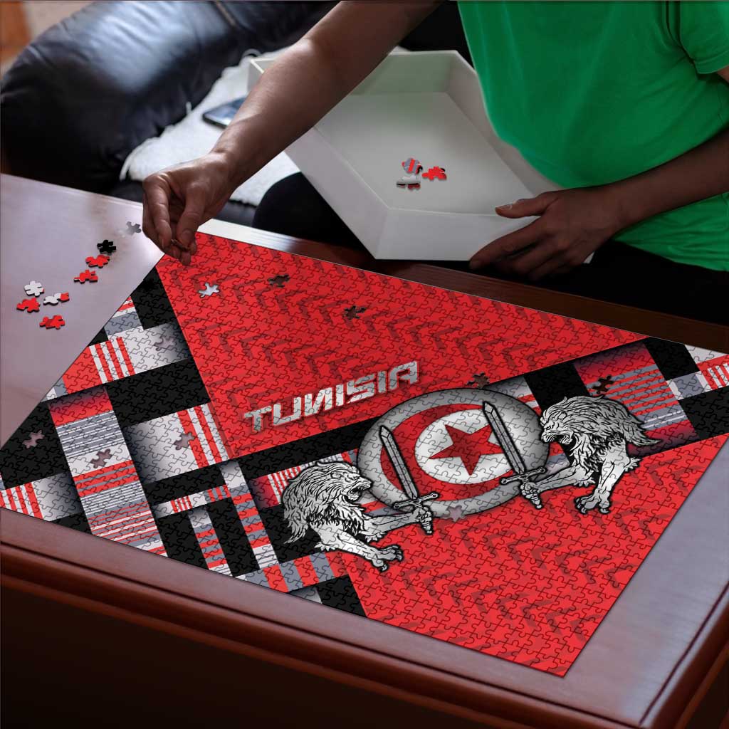 Tunisia Puzzle Silver Lions Sports Patterns - African Pride