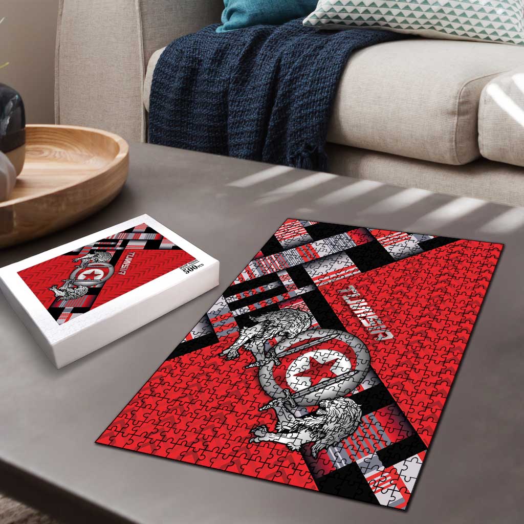 Tunisia Puzzle Silver Lions Sports Patterns - African Pride