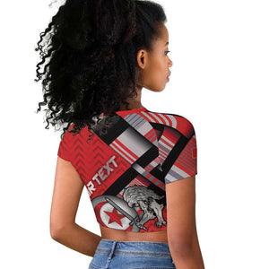 Personalized Tunisia Raglan Cropped T shirt Silver Lions Sports Patterns - African Pride