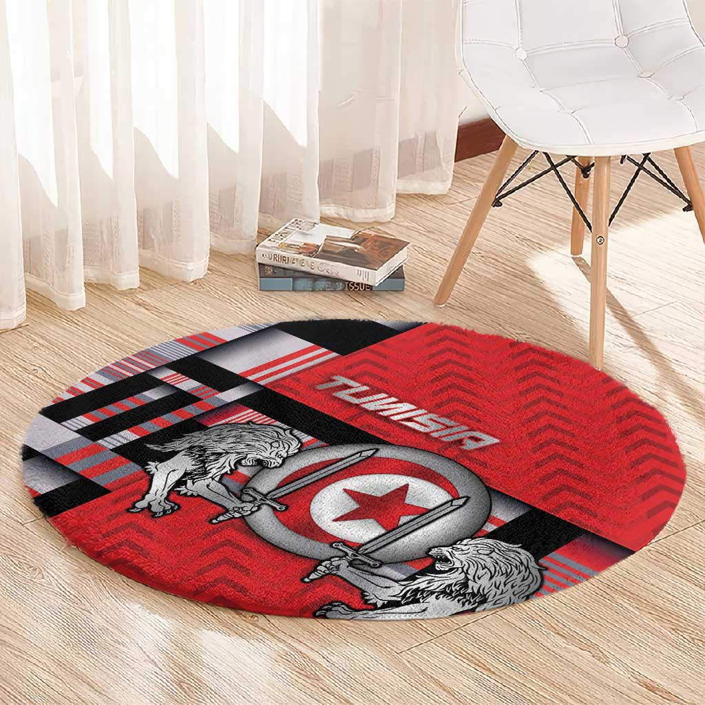 Tunisia Round Carpet Silver Lions Sports Patterns - African Pride