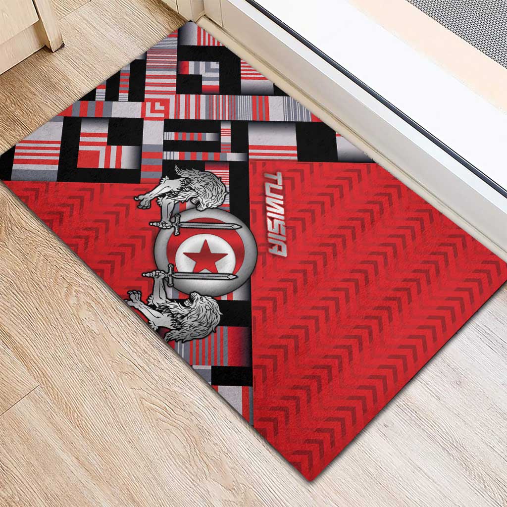 Tunisia Rubber Doormat Silver Lions Sports Patterns - African Pride