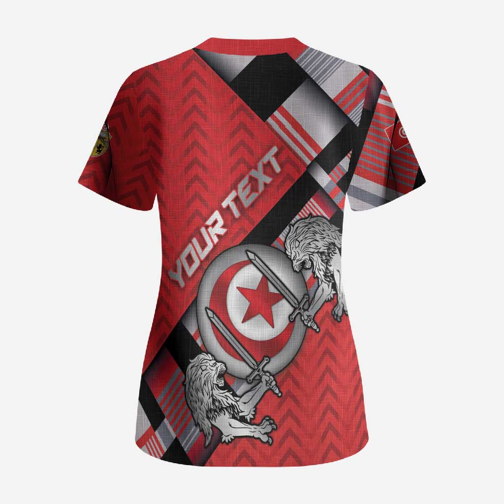 Personalized Tunisia Scrub Top Silver Lions Sports Patterns - African Pride