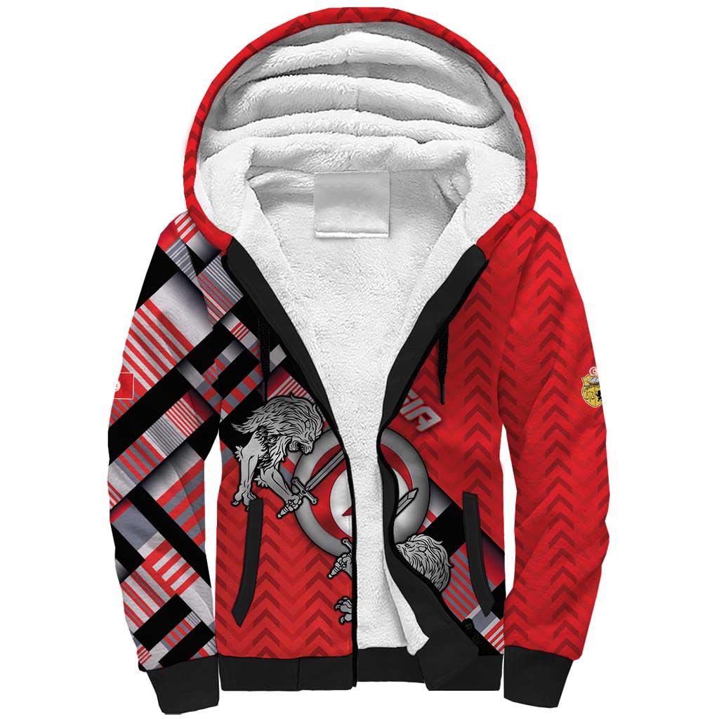 Personalized Tunisia Sherpa Hoodie Silver Lions Sports Patterns - African Pride