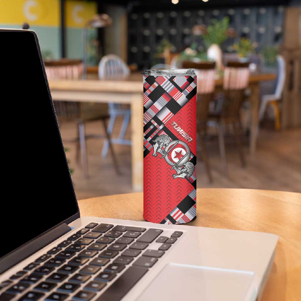 Personalized Tunisia Skinny Tumbler Silver Lions Sports Patterns - African Pride