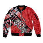Personalized Tunisia Sleeve Zip Bomber Jacket Silver Lions Sports Patterns - African Pride