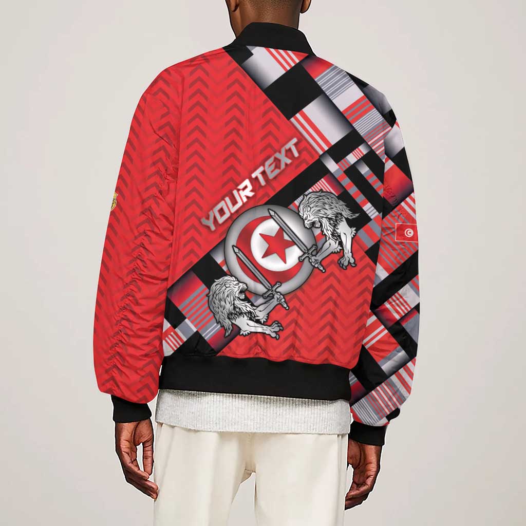 Personalized Tunisia Sleeve Zip Bomber Jacket Silver Lions Sports Patterns - African Pride