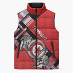 Personalized Tunisia Sleeveless Puffer Jacket Silver Lions Sports Patterns - African Pride