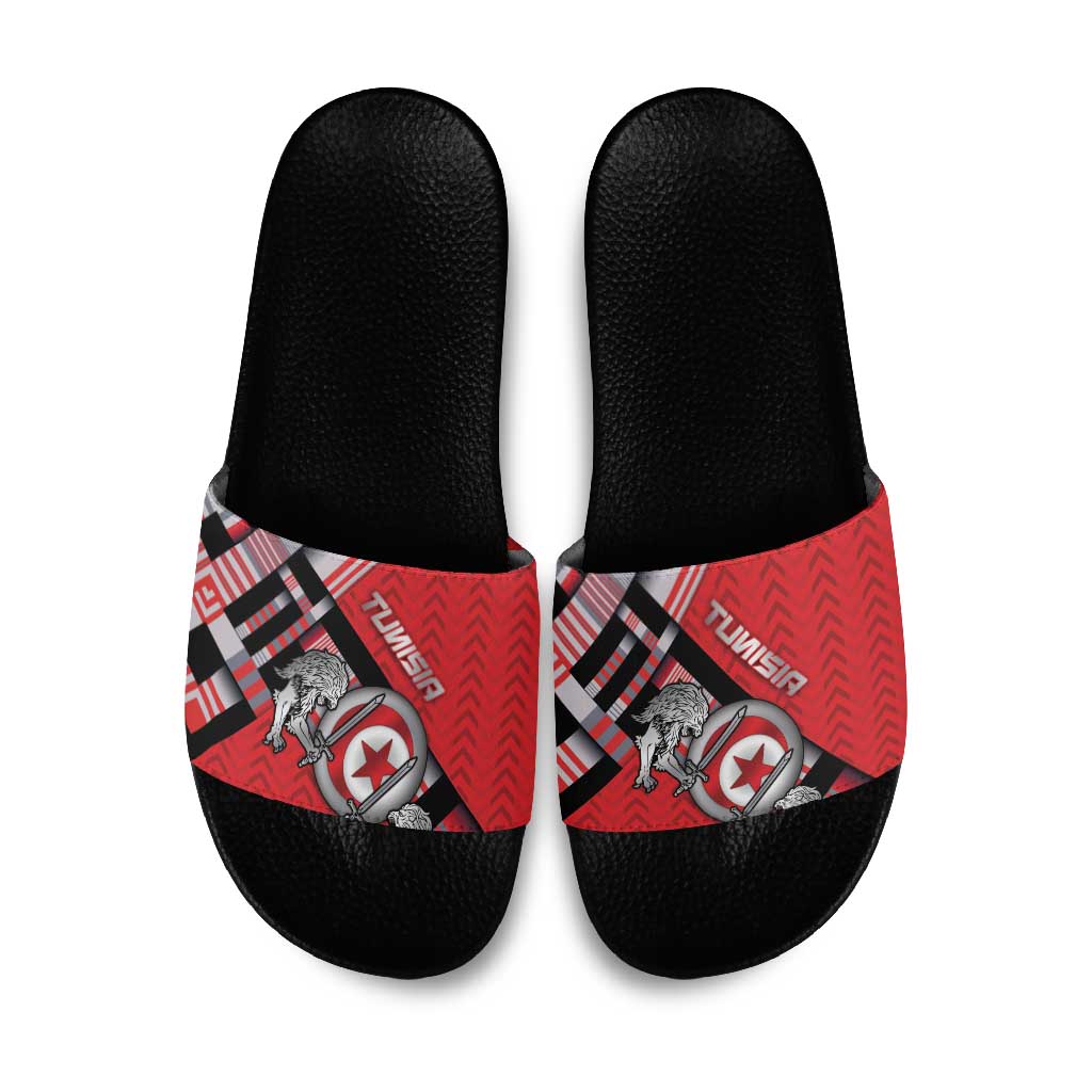 Tunisia Slide Sandals Silver Lions Sports Patterns - African Pride