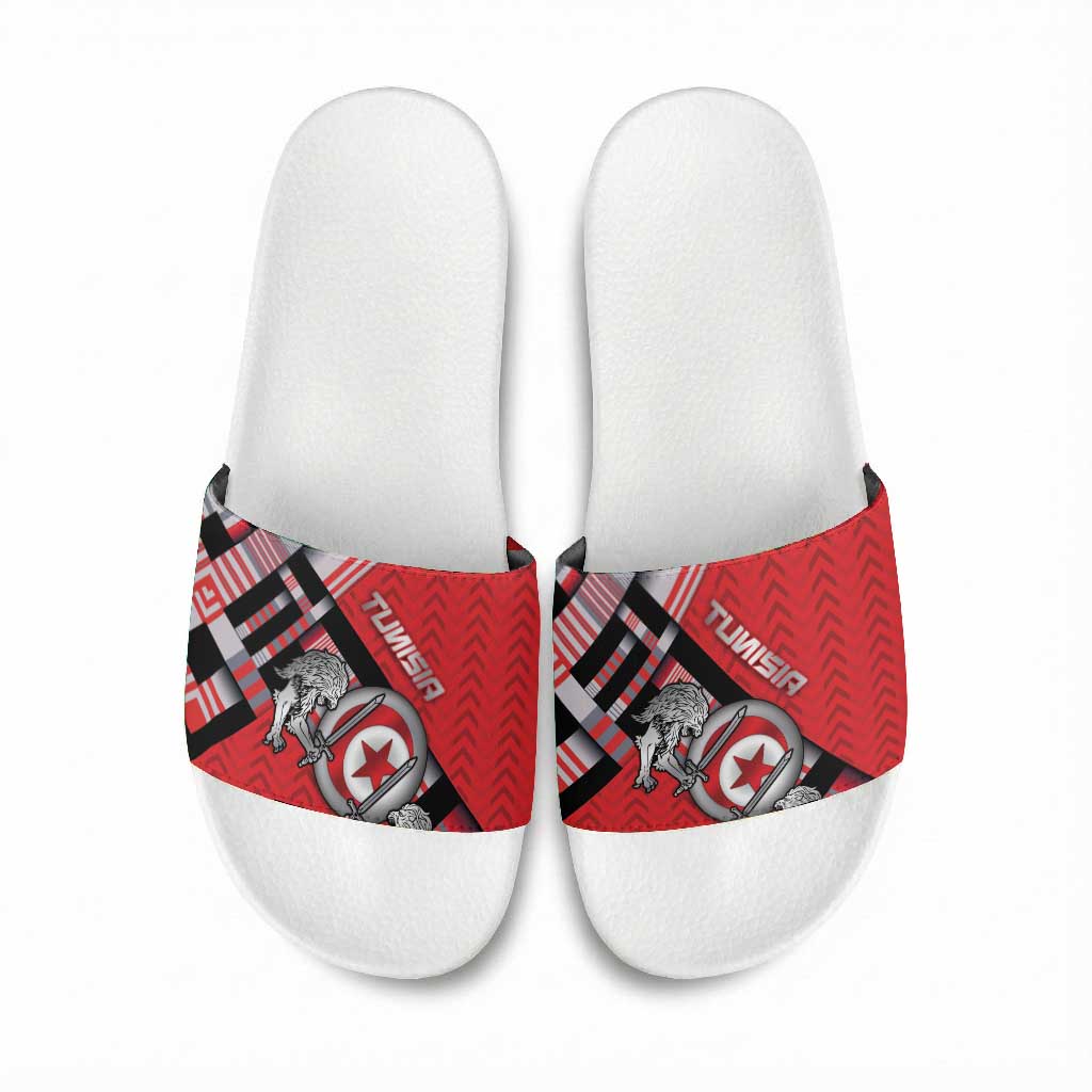Tunisia Slide Sandals Silver Lions Sports Patterns - African Pride