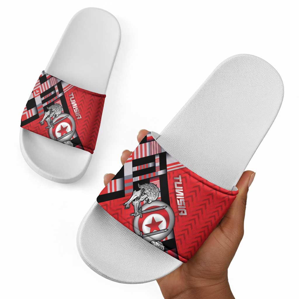 Tunisia Slide Sandals Silver Lions Sports Patterns - African Pride