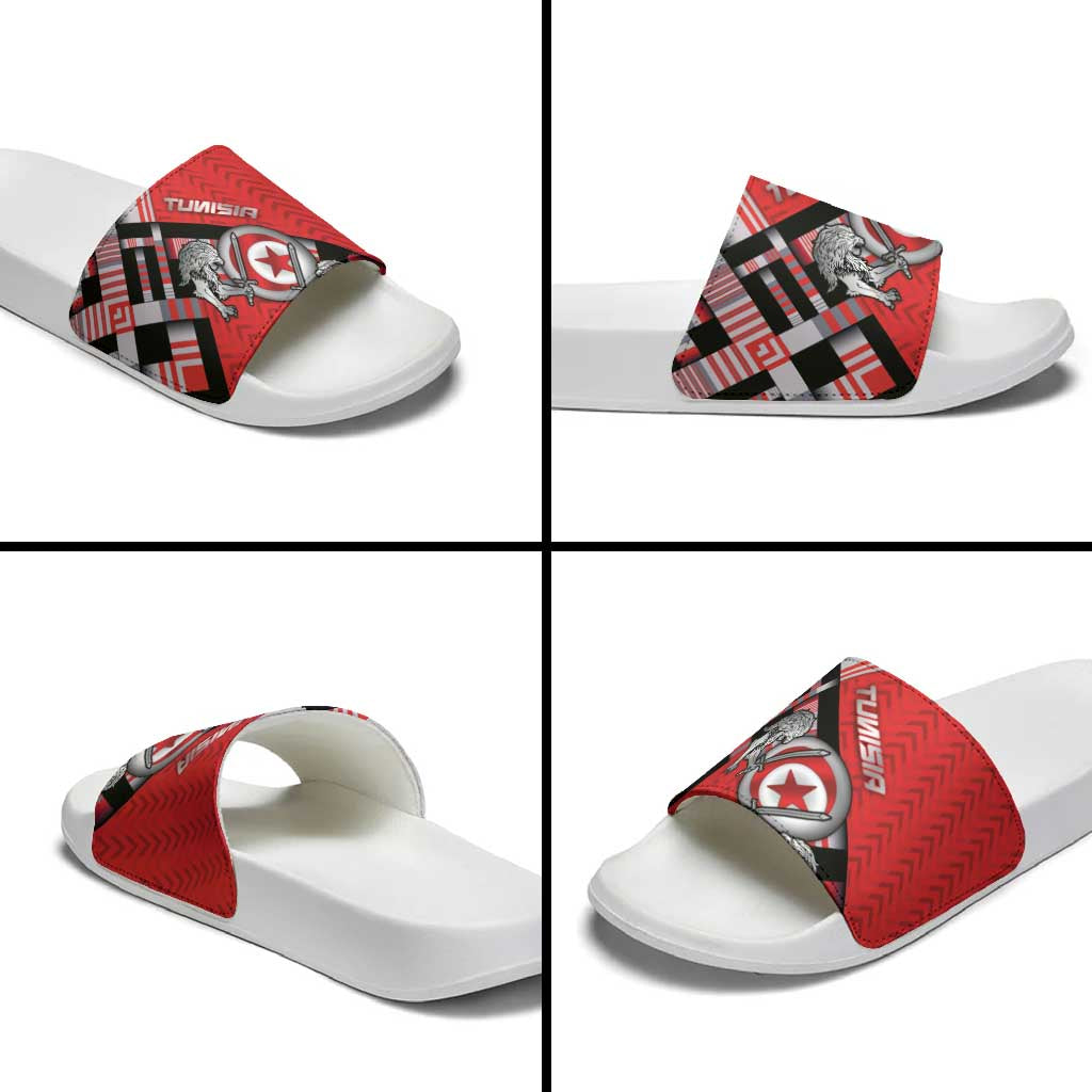 Tunisia Slide Sandals Silver Lions Sports Patterns - African Pride