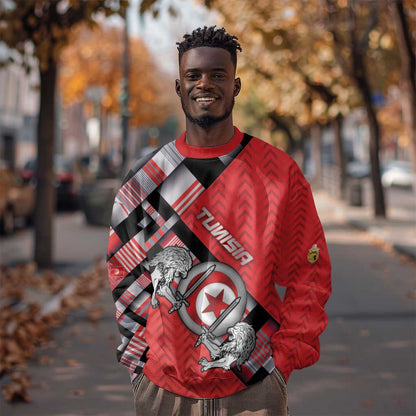 Personalized Tunisia Sweatshirt Silver Lions Sports Patterns - African Pride