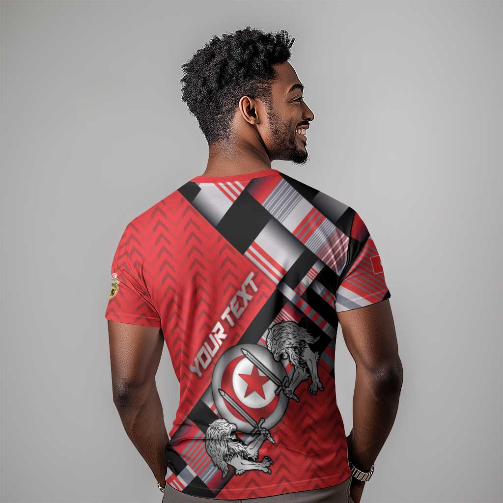 Personalized Tunisia T shirt Silver Lions Sports Patterns - African Pride