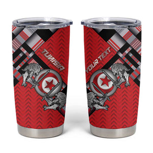 Personalized Tunisia Tumbler Cup Silver Lions Sports Patterns - African Pride