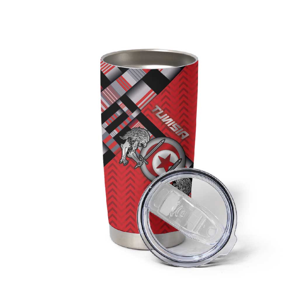 Personalized Tunisia Tumbler Cup Silver Lions Sports Patterns - African Pride