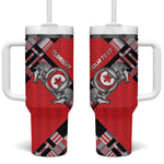 Personalized Tunisia Tumbler With Handle Silver Lions Sports Patterns - African Pride