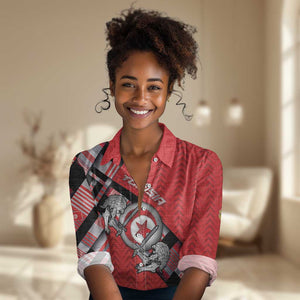 Personalized Tunisia Women Casual Shirt Silver Lions Sports Patterns - African Pride