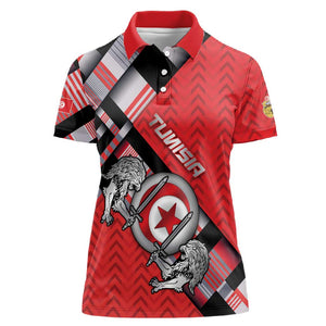 Personalized Tunisia Women Polo Shirt Silver Lions Sports Patterns - African Pride