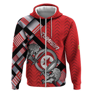 Personalized Tunisia Zip Hoodie Silver Lions Sports Patterns - African Pride