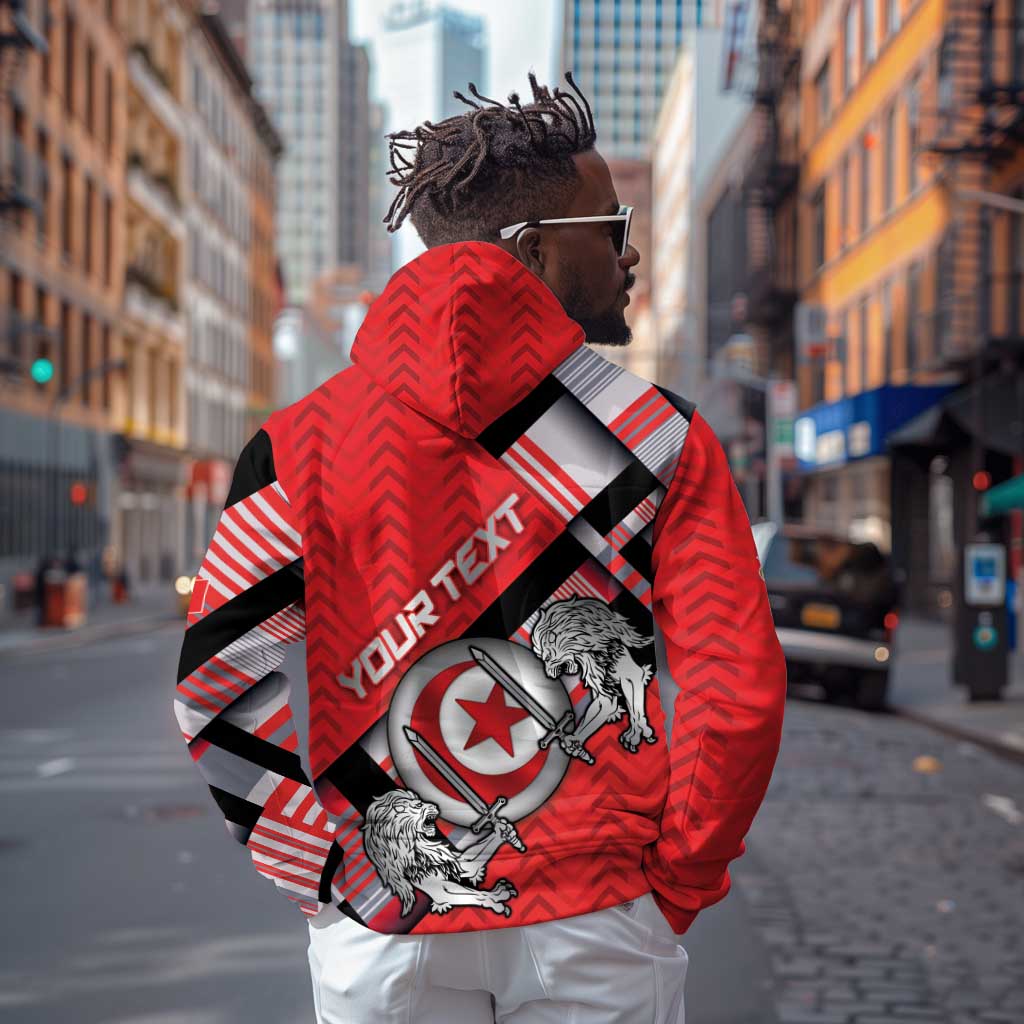 Personalized Tunisia Zip Hoodie Silver Lions Sports Patterns - African Pride