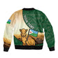 Personalized African Djibouti Bomber Jacket Camel Holding Jabuuti Flag - African Pride