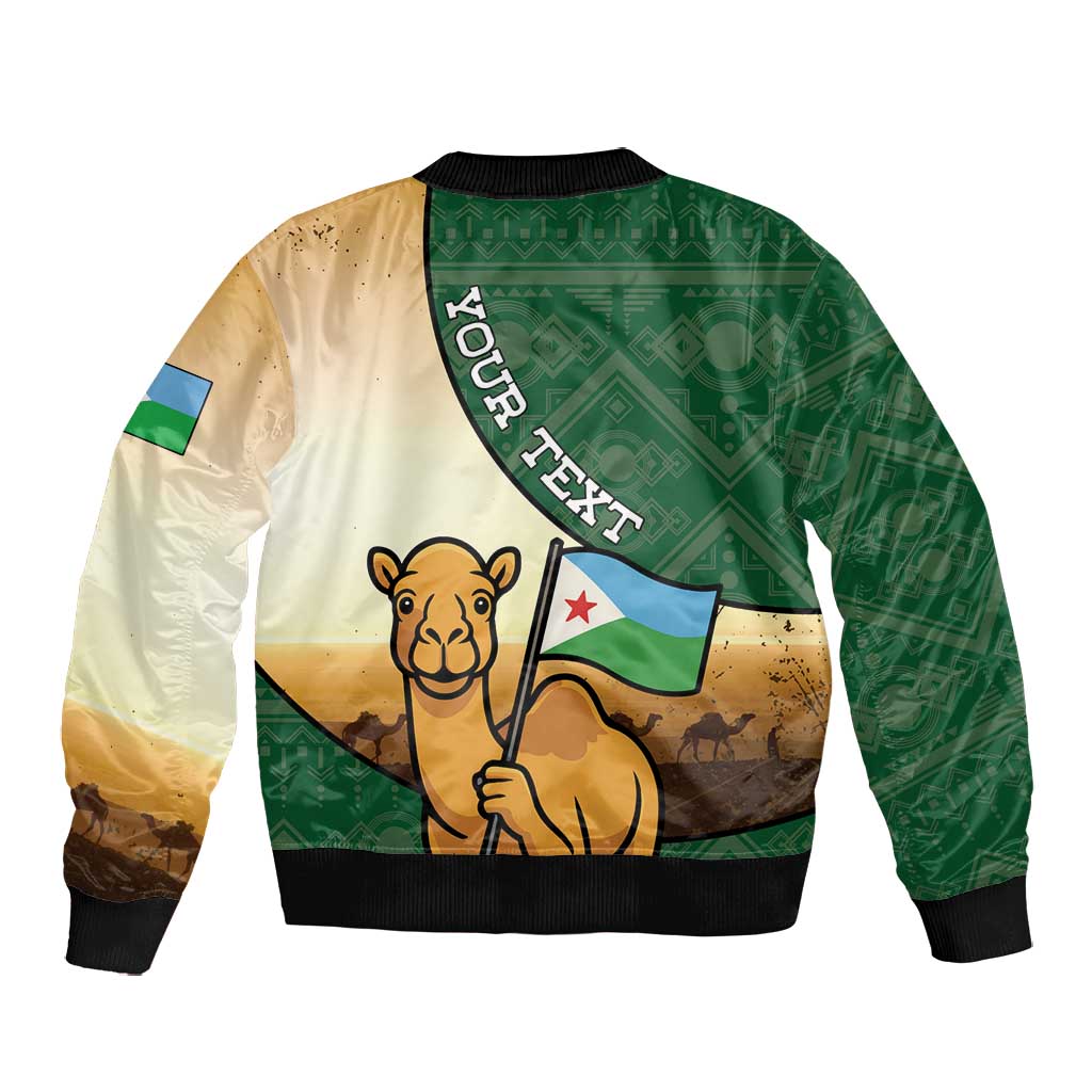 Personalized African Djibouti Bomber Jacket Camel Holding Jabuuti Flag - African Pride