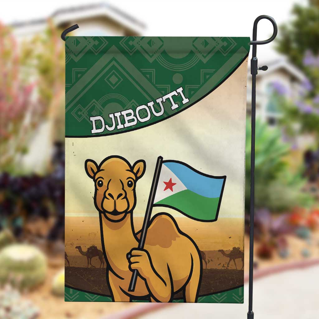 African Djibouti Garden Flag Camel Holding Jabuuti Flag - African Pride