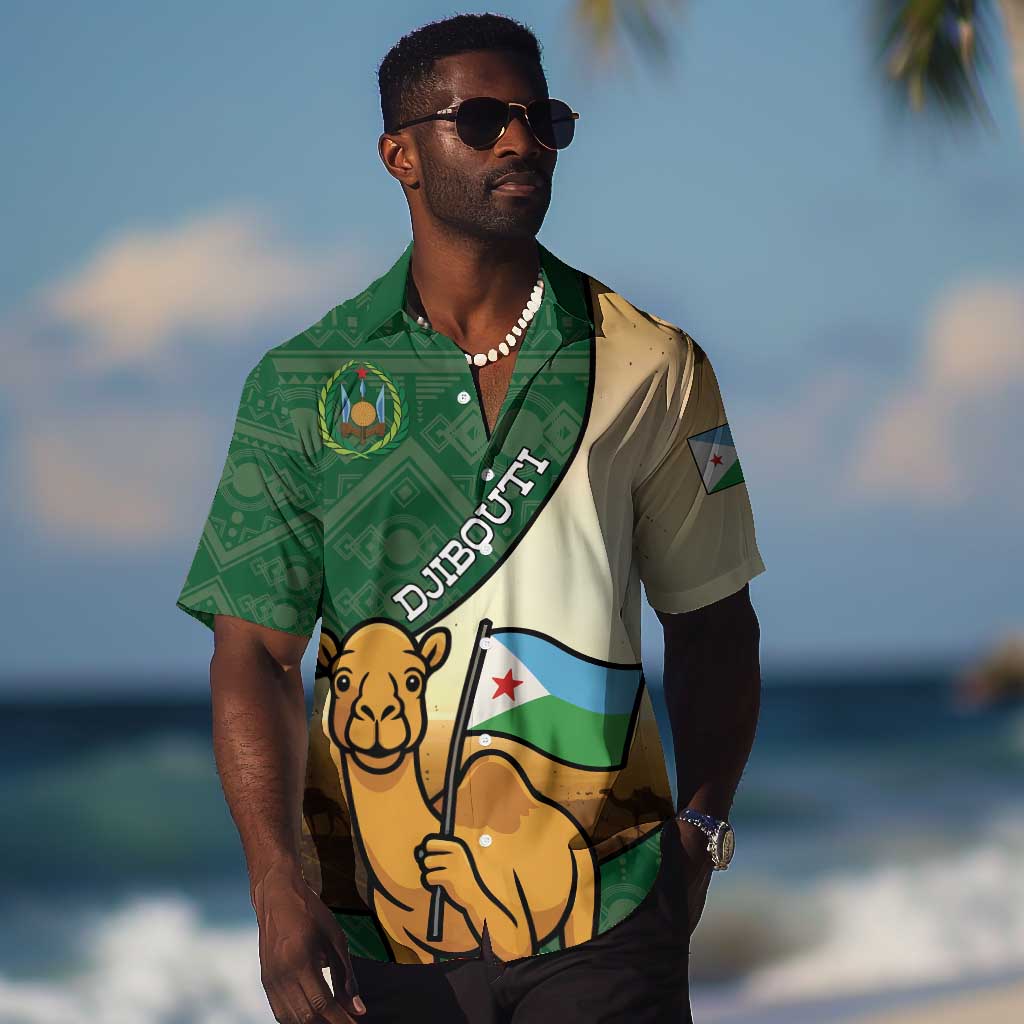 Personalized African Djibouti Hawaiian Shirt Camel Holding Jabuuti Flag - African Pride