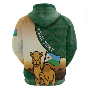 Personalized African Djibouti Hoodie Camel Holding Jabuuti Flag - African Pride