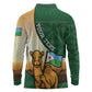 Personalized African Djibouti Long Sleeve Polo Shirt Camel Holding Jabuuti Flag - African Pride