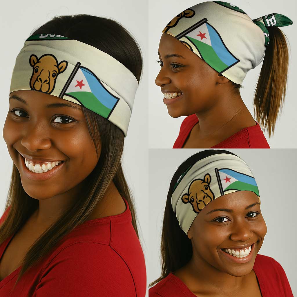 African Djibouti Neck Gaiter Camel Holding Jabuuti Flag DT05